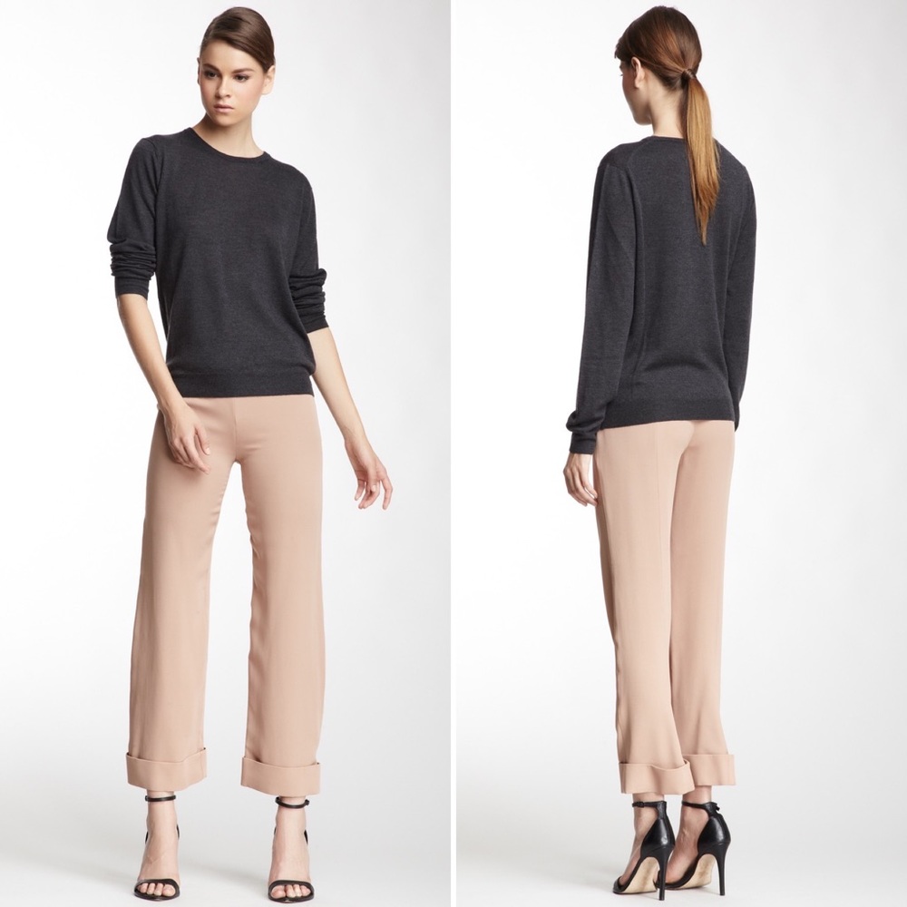 Giorgio Armani Blush Silk Cropped Wide Leg Trousers